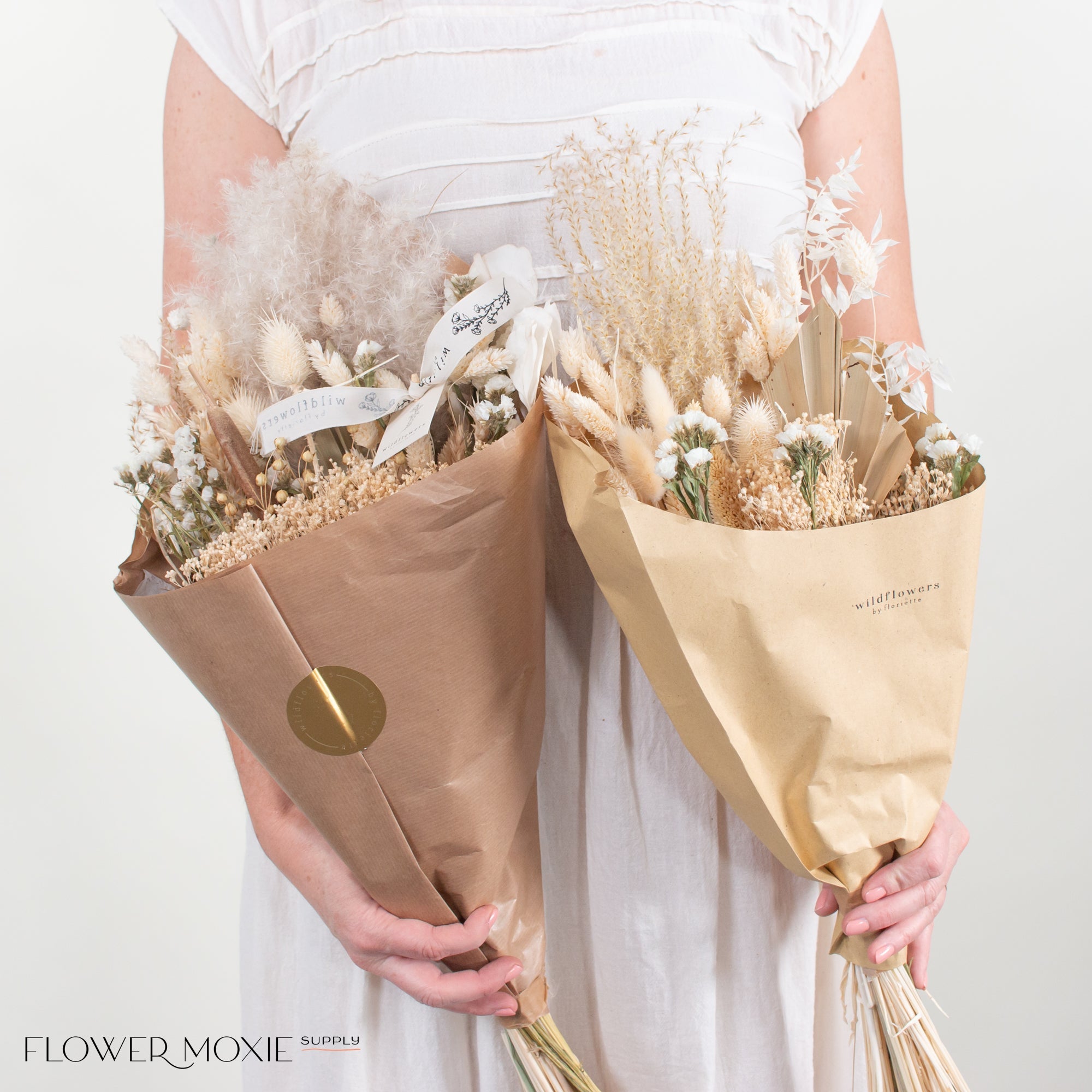 Natural White Boho Wildflower Dried Bouquet