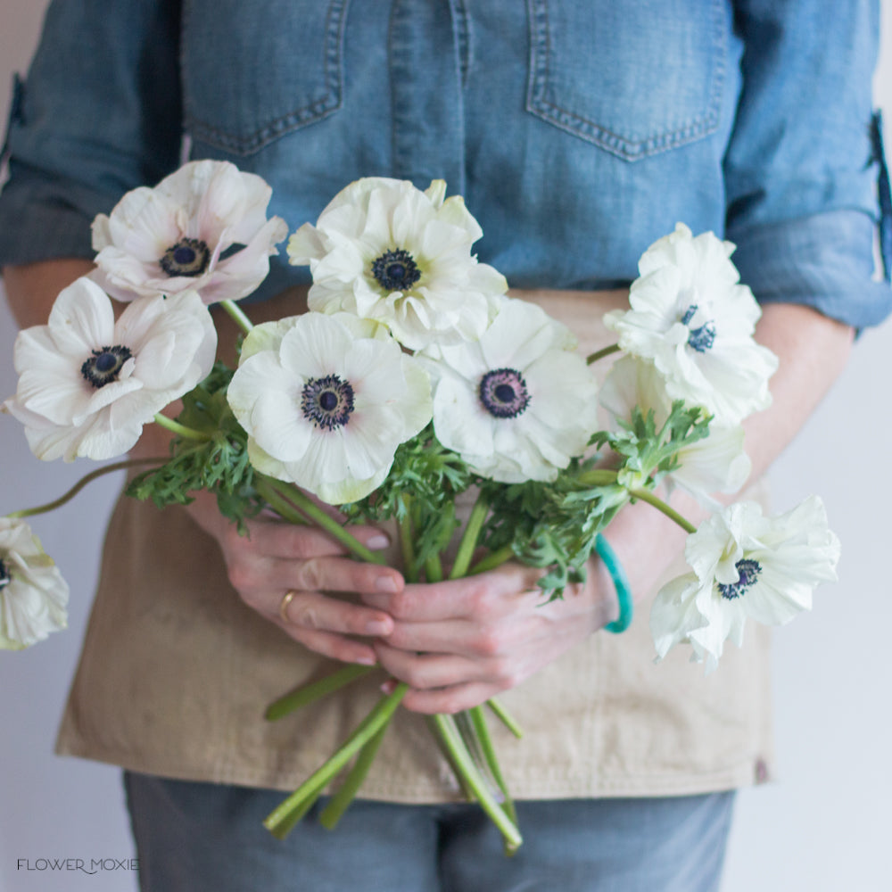 white anemone flowers bunch